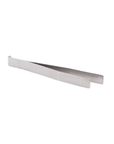 Metallic silver tweezers on a white background