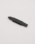 A small black flathead screwdriver bit with a slotted center, shown on a plain light gray background.